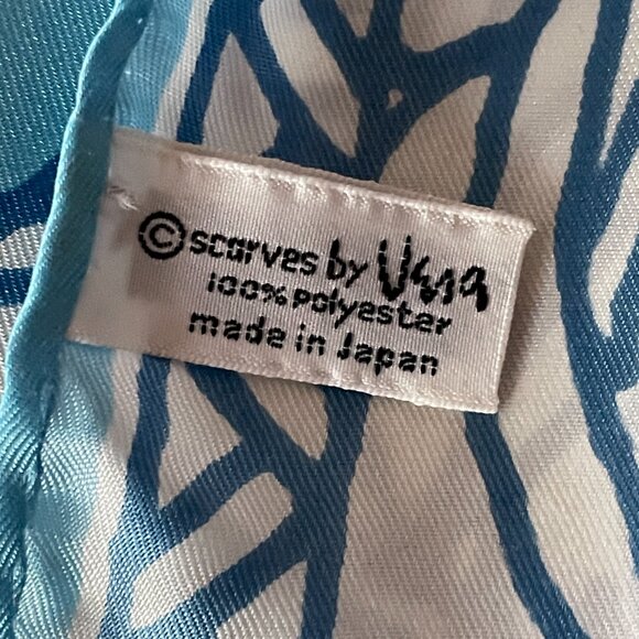 Vintage 60s Scarf by Vera Blue & White Swirl Pattern-Made in Japan - Picture 3 of 7